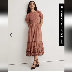 Madewell embroidered bubble sleeve midi dress